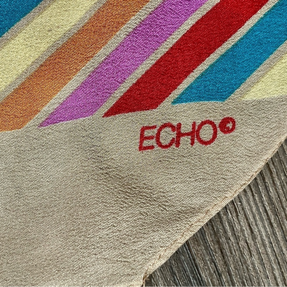 Colorful Striped silk scarf 7/56 inches - Picture 5 of 7